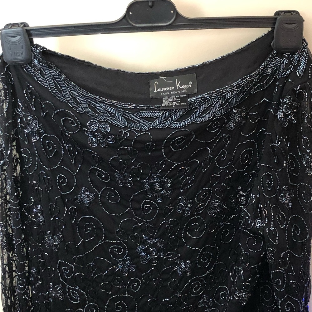 Laurence Kazar Black and Silver Floral Blouse